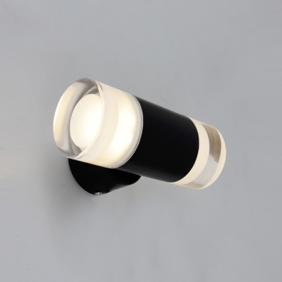 2 Heads Cylinder Sconce Light Minimalist Metal Wall Lighting Fixture in Black for Bedroom