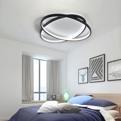 Acrylic Ring Flush Light Fixture Minimalist Black LED Ceiling Lamp in Warm/White Light, 20.5
