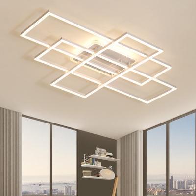 Acrylic Traverse Flush Light Minimalist White/Black LED Ceiling Light Fixture in Warm/White Light, 23.5