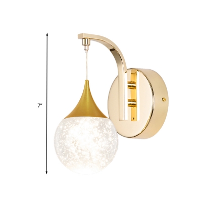 Ball Living Room Sconce Light Vintage Crystal LED Gold Wall Lighting Fixture with Metal Round Backplate