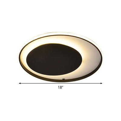 Black Loop Flush Mount Lighting Simple Style Acrylic LED Ceiling Light in Warm/White Light, 18