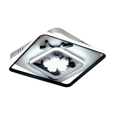Black Square Ceiling Lighting Modernism Acrylic LED Flush Mount Light, 19.5