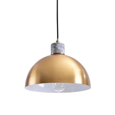 Brass Domed Shade Hanging Pendant Light Minimalist 1 Light Metal Down Lighting for Kitchen