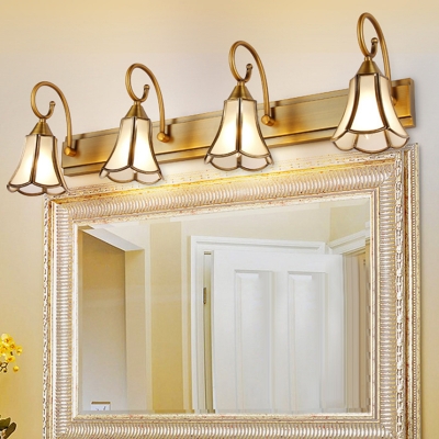 Brass Flower Vanity Light Traditionalism Metal 1/2/3 Bulbs Bathroom Wall Lighting Fixture