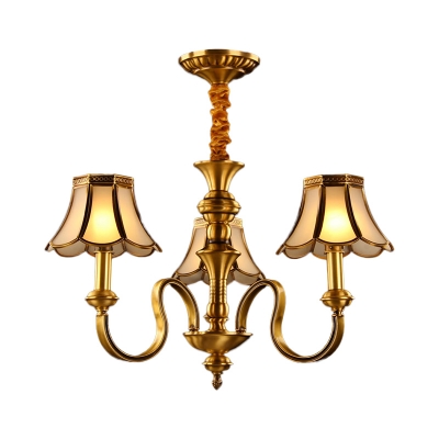 Colonial Starburst Chandelier Lamp Metal 3/5/6 Heads Ceiling Hanging Light in Gold for Living Room
