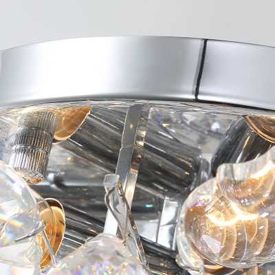 Crystal Ball Cascade Semi Flush Mount Light Fixture Modern Gold/Silver LED Ceiling Light for Bedroom