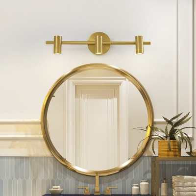 Cylinder Bathroom Vanity Lighting Traditional Metal 2/3/4-Light LED Brass Wall Mount Lamp