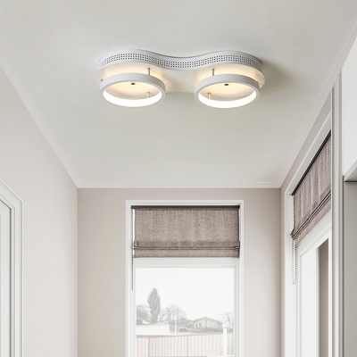 Drum Flush Mount Lighting Simple Acrylic LED White Ceiling Lighting in Warm/White Light