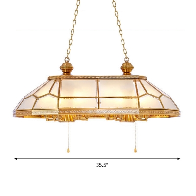 Gold Prismatic Island Pendant Light Colonial Sandblasted Glass 8 Lights Living Room Suspension Lamp