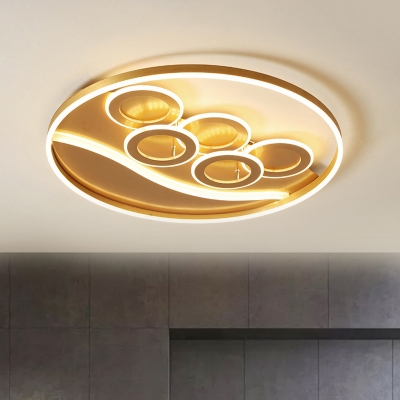 Gold Ring Ceiling Light Modernism Acrylic LED Flush Mount Lighting in Remote Control Stepless Dimming/Warm/White Light