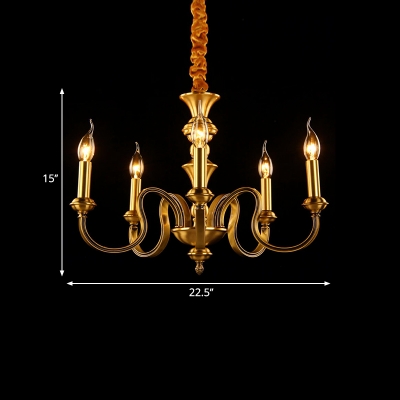 Gold Starburst Chandelier Lamp Colonial 3/5/6 Heads Metal Hanging Ceiling Light for Living Room