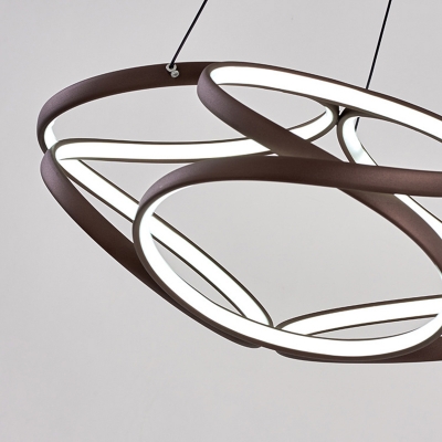 Led Twisted Ceiling Pendant Modern Aluminum Bronze Chandelier Light for Bedroom