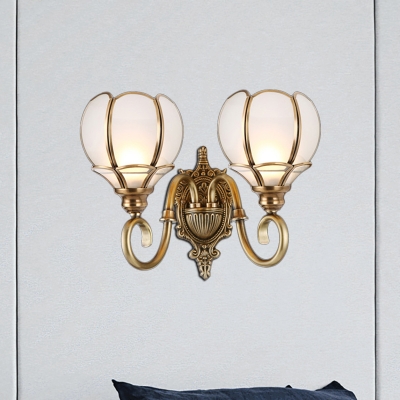 Metal Brass Wall Sconce Lighting Curved 1/2-Light Traditional Wall Light Fixture for Hallway