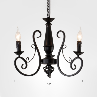 Metal Candle Hanging Chandelier Traditionary 3/4/5 Bulbs Ceiling Pendant Light in Black with Adjustable Chain