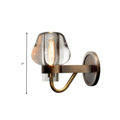 Minimalism Cone Wall Mount Lamp 1/2 Heads Clear K9 Crystal Wall Sconce in Brass with Clean-Lined Arm