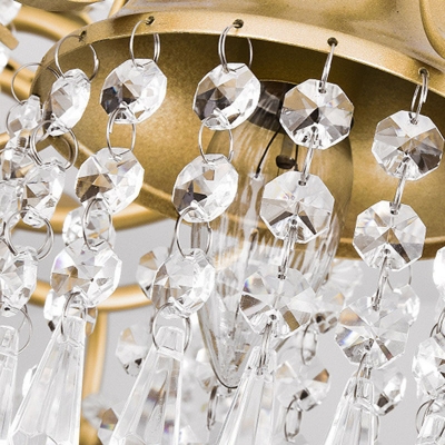 Modern Bell Shade Crystal Chandelier Lamp 7/9 Lights Hanging Light Kit in Gold for Living Room
