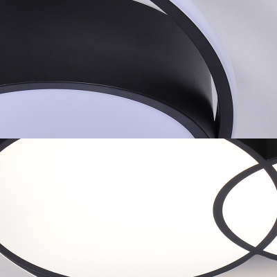 Nordic 2-Drum Flush Mount Light Acrylic Black LED Ceiling Light Fixture in Warm/White/3 Color Light