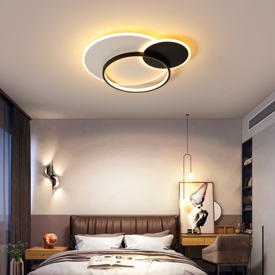 Overlapping Flush Mount Light Fixture Minimalist Acrylic Black and White LED Ceiling Lamp