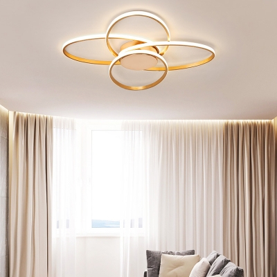 Postmodern Oval Acrylic Ceiling Lamp LED Flush Mount Light Fixture in Gold for Living Room
