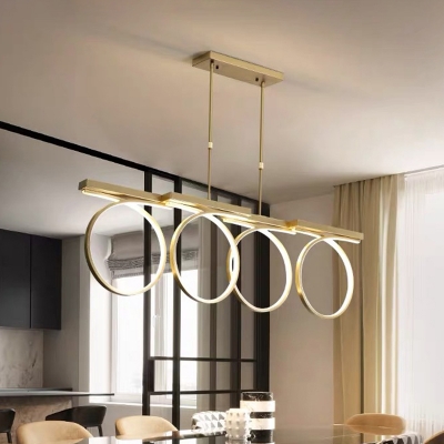 Ring Acrylic Chandelier Light, Gold And Black Ring Chandelier