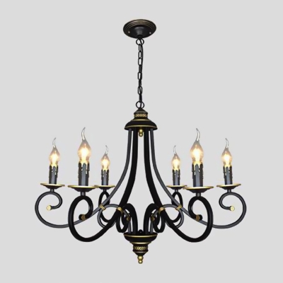 Sputnik Chandelier Lighting Vintage Metal 3/5/6 Bulbs Ceiling Suspension Lamp in Black