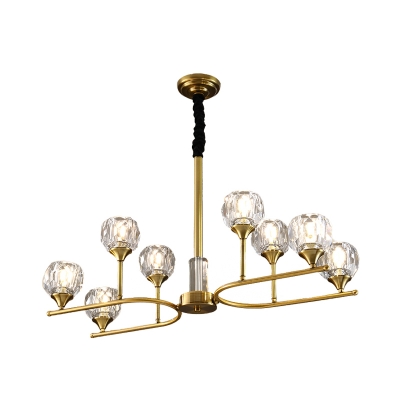 Sputnik Dining Room Hanging Light Fixture Postmodern Dimpled Crystal 8 Heads Gold Chandelier Lamp