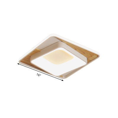 Square Acrylic Ceiling Lamp Simple Style White 16