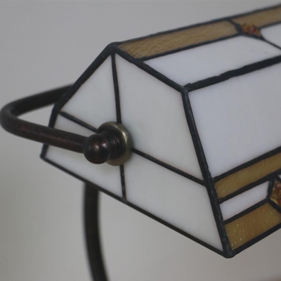 Stained Glass Beaded Task Light Tiffany 1 Head White Table Lamp for Reading Room