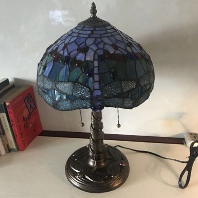 Stained Glass Bronze Task Lighting Dragonfly 1 Head Tiffany Reading Light for Reading Room