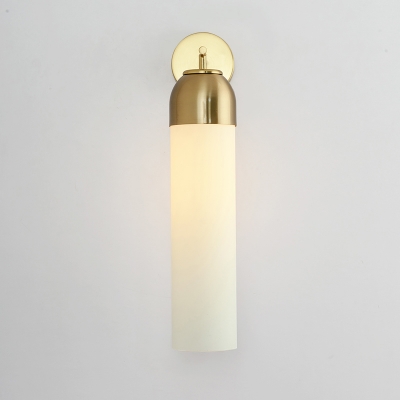 Tubular Living Room Sconce Light Modernist Cream/Green Glass 1 Bulb Wall Lighting Fixture