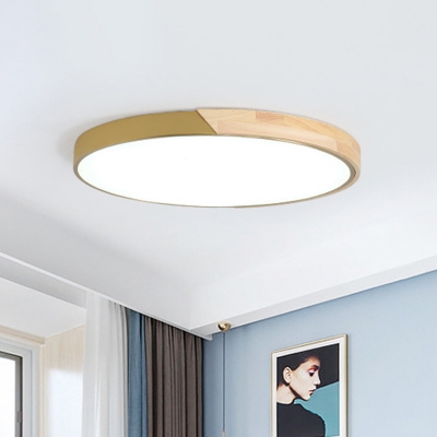 Ultra-Thin Wood Ceiling Lamp Simple Style Beige 11