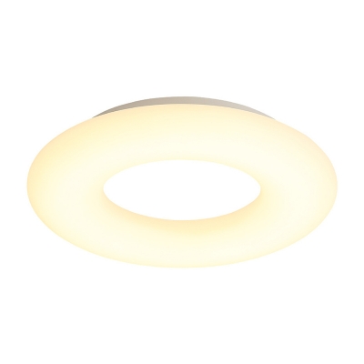 White Doughnut Flush Mount Lighting Contemporary LED Acrylic Close to Ceiling Lamp for Bedroom, 18