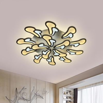 White Radial Flush Mount Light Modern Acrylic LED Ceiling Fixture in White/Warm/Natural Light