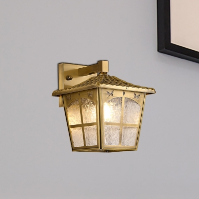 1 Bulb Armed Wall Sconce Traditional Gold Metal Wall Light Fixture for Porch