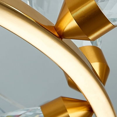 11/14-Bulb Restaurant Chandelier Lighting Gold Pendant Light Fixture with Oval Beveled Crystal Shade, 23.5