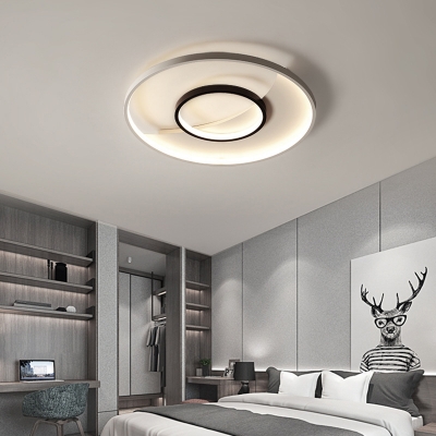 Acrylic Circular Ceiling Light Modernism Black-White LED Flush Mount Lamp, 16