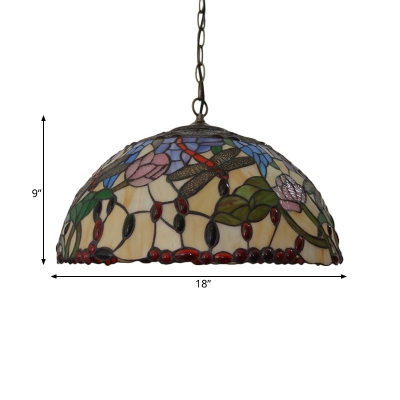 Beige Cut Glass Ceiling Chandelier Dragonfly 3 Lights Mediterranean Hanging Lamp Kit for Dining Room