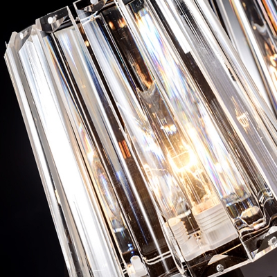 Black Barrel Ceiling Light Fixture Postmodern Rectangle-Cut Crystal 3/6 Lights Bedroom Chandelier Lamp