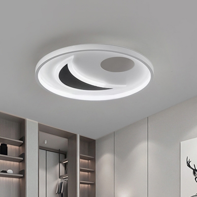Black-White Ring Flush Mount Light Fixture Contemporary Acrylic 16.5