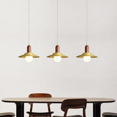 Brass Saucer Pendant Lamp Contemporary 1 Light Metal Suspension Light for Dining Room
