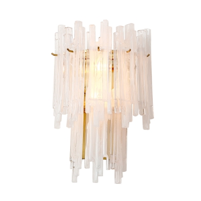 Clear Crystal Rectangle Wall Sconce Modernist 2 Heads Wall Lighting Fixture, 11