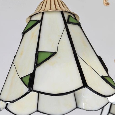 Cone Chandelier Lamp 9/11 Lights Stained Glass Baroque Style Pendant Lighting Fixture in White and Gold