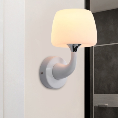 Contemporary 1 Bulb Sconce White Cup Wall Mounted Lighting with Frosted Glass Shade