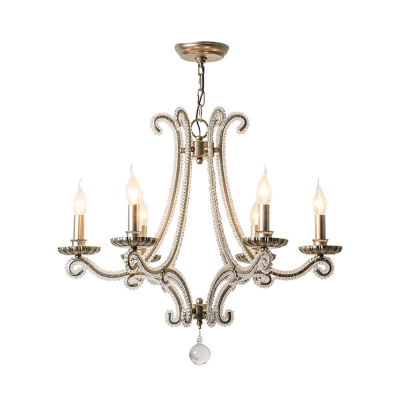 Crystal Silver Chandelier Pendant Light Candle-Style 3/6/8 Lights Traditional Suspension Lamp for Living Room