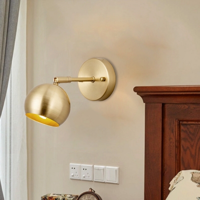 Dome Metal LED Wall Lamp Traditional 1/2/3-Bulb Bathroom Wall Mounted Vanity Light in Brass