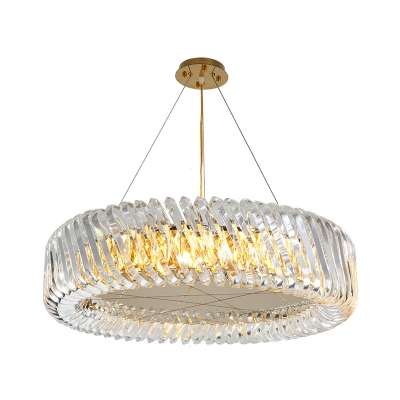 Drum Ceiling Chandelier Contemporary Clear Crystal 4/9 Lights Dining Room Hanging Pendant