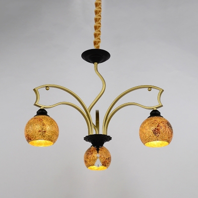 Gold 3/6/8 Lights Chandelier Mediterranean Stained Art Glass Globe Pendant Light Fixture for Living Room