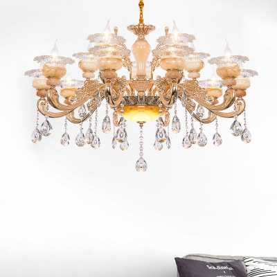 Gold Candelabra Chandelier Lighting Modernism 6/8/10 Heads Crystal Drop Hanging Light Kit