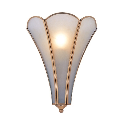 Gold Finish Petal Wall Mount Lamp Classic Frosted Glass 1 Bulb Sconce Light Fixture