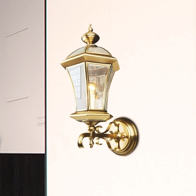 Gold Geometric Wall Lamp Traditionalist Metal 1 Light Foyer Wall Mount Lighting